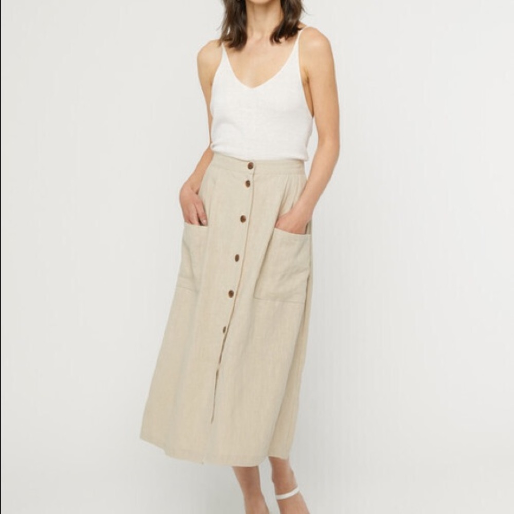 Oak + Fort Beige Midi Skirt